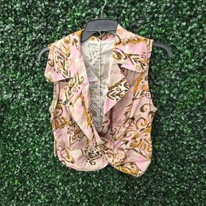 MOTF PREMIUM ALLOVER PRINT LAPEL COLLAR TWIST BLOUSE